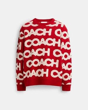 COACH Allover Rundhalspullover - Rot