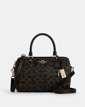 COACH Bolso Satchel Rowan En Lona De Firma Exquisita - Negro