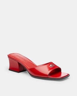 COACH Sculpted C Block Heel Sandal - Red