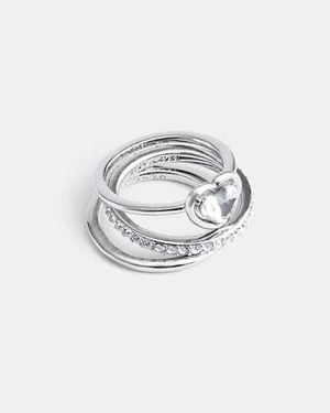 COACH Halo Ring-Set Mit Herz - Schwarz