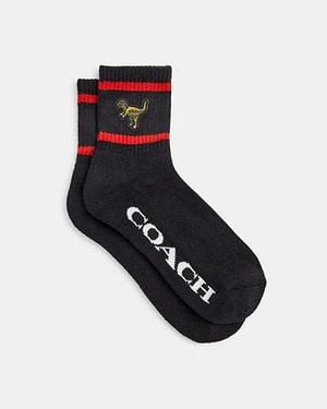 COACH Rexy Quarter Crew Socks - Black
