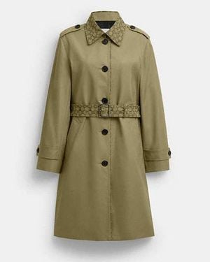 COACH Trench Coat With Signature Piping - Green