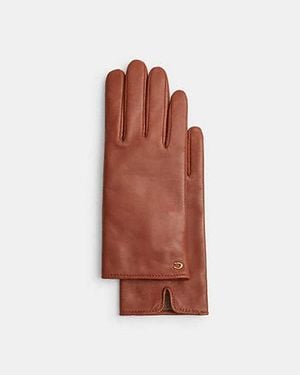 COACH Signature Leather Tech Gloves - Black