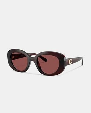 COACH Maxi Sculpted C Übergroße Runde Sonnenbrille Für Frauen - Schwarz