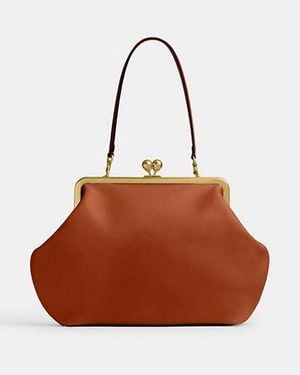 COACH Large Kisslock Frame Bag - Brown