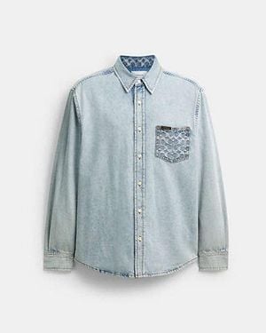 COACH Long Sleeve Denim Shirt - Blue