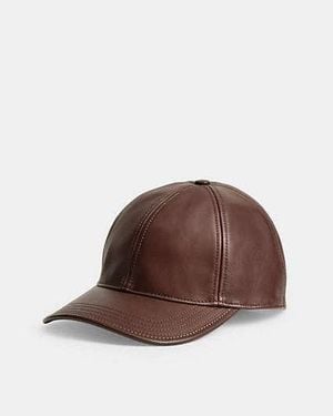 COACH Leather Baseball Hat - Brown