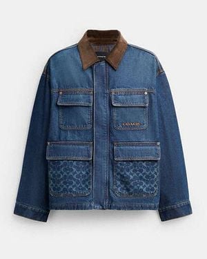 COACH Denim Chore Coat With Flannel Lining - Blue