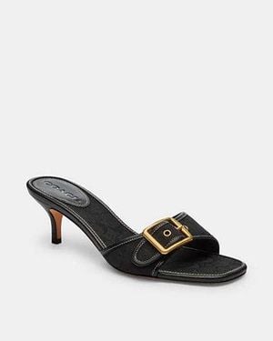 COACH Margot Kitten Heeled Mules - Black