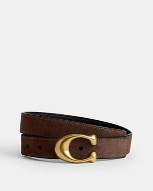 COACH Sculpted C Buckle Reversible Belt, 25Mm - Black