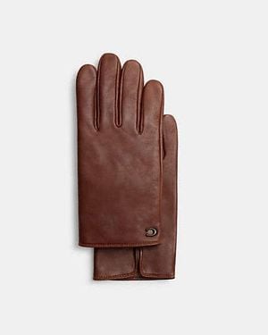 COACH Signature Leather Tech Gloves - Black