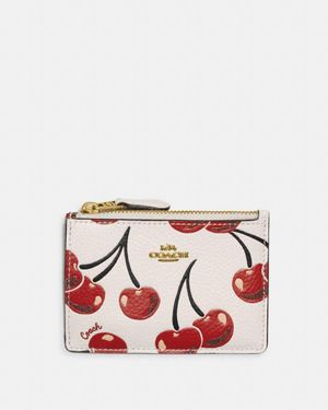COACH Mini Skinny Id Case With Cherry Print - Red