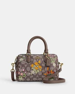 COACH Mini Rowan Crossbody Bag With Floral Embroidery - Black