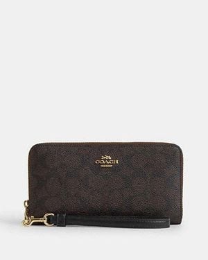 COACH Long Zip Around Wallet - Black