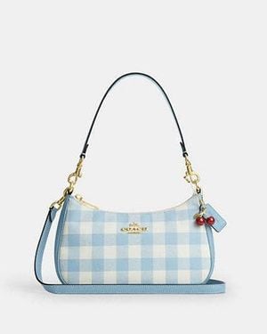 COACH Teri Shoulder Bag With Gingham Print And Charm - Black