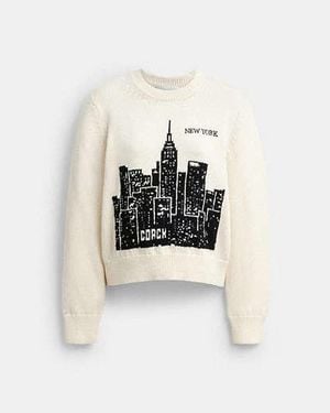 COACH Postcard Crewneck Jumper - Black