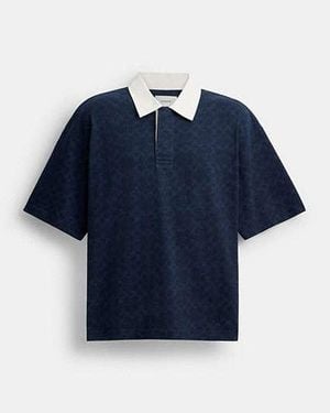 COACH Signature Relaxed Rugby Polo In Organic Cotton - Blue