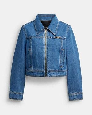 COACH Sculpted C Kurze Denimjacke Aus Biobaumwolle Für Frauen - Blau