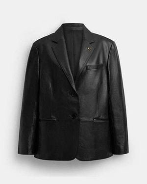 COACH Relaxed Leather Blazer - Black