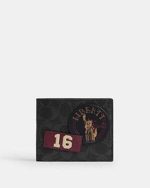 COACH Portefeuille 3-En-1 Avec Autocollants En Cuir Upcrafted Signature En Pour Hommes - Noir