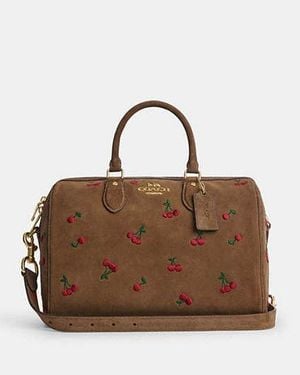 COACH Borsa A Mano Grande Rowan Con Ricamo Ciliegie - Marrone