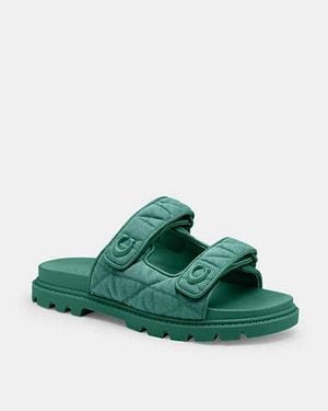 COACH Sculpted C Double Band Sandal With Quilting - Green