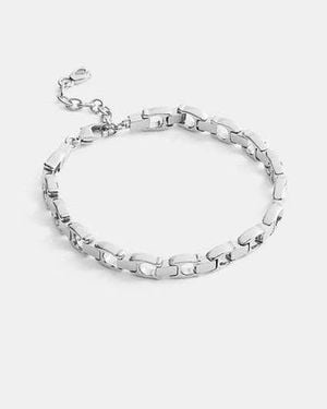 COACH Collar Gargantilla Cadena De Eslabones Con Logo Biselado En Gris - Negro