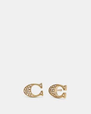COACH Signature Stud Earrings - Black