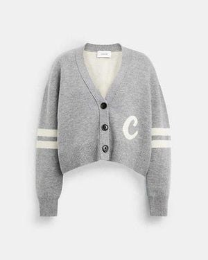 COACH Signature Script Cropped Cardigan - Black