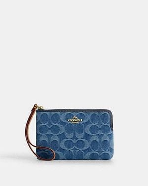 COACH Corner Zip Wristlet - Blue
