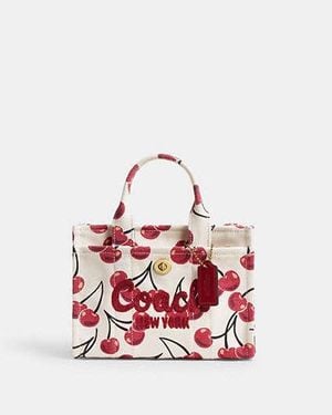 COACH Cargo Tote Bag 20 With Cherry Print - Black