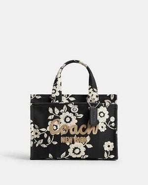 COACH Cargo Tote Bag 26 With Floral Print - Black