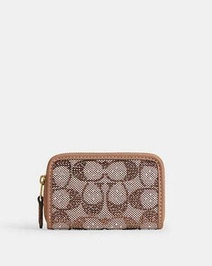 COACH Tarjetero Pequeño Esencial Con Cremallera En Jacquard Crystal Signature En - Negro