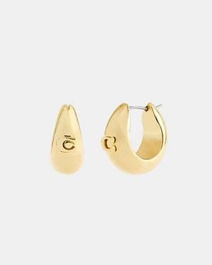 COACH Pendientes De Aro Grueso Signature En Amarillo - Negro