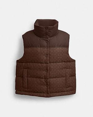 COACH Signature Down Vest - Brown