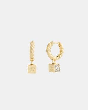 COACH Pavé Signature Cube Earrings - Black