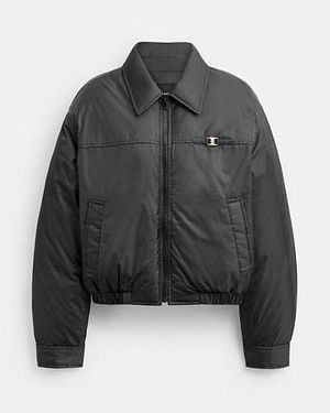 COACH Heritage C Blouson Acolchado En, Talla Grande - Negro