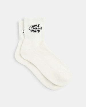 COACH Soho Quarter Crew Socks - Black