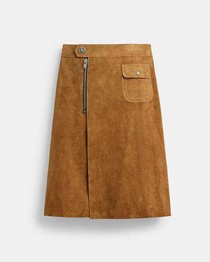 COACH Heritage Suede Midi Skirt - Black