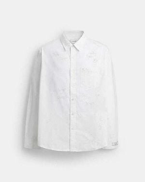 COACH Embroidered Button Up Shirt - Black