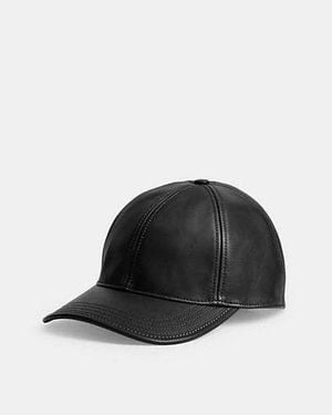 COACH Leather Baseball Hat - Black