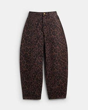 COACH Leopard-Print-Jeans Im Organischen Baumwollstoff Für Frauen - Schwarz