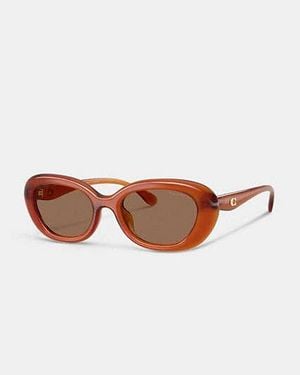 COACH C Hardware Round Sunglasses - Black