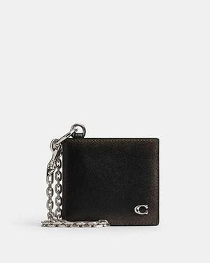 COACH Double Billfold Wallet With Chain - Black