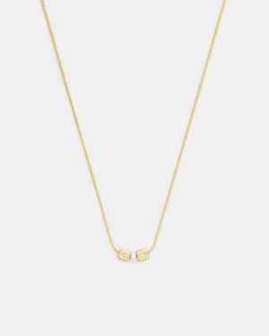 COACH Cube Pearl Rondelle Pendant Necklace - Black