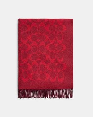 COACH Signature Blanket Scarf - Red