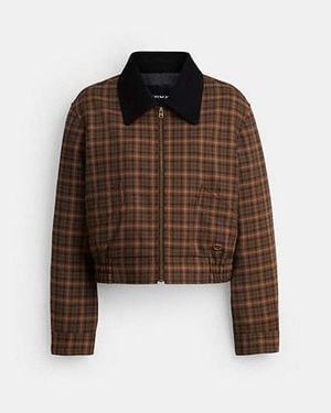 COACH Blusón Corto De Corte Cuadrado En Castaño, Talla Mediano - Negro
