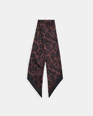 COACH Bufanda Fina Ancha De Seda - Negro