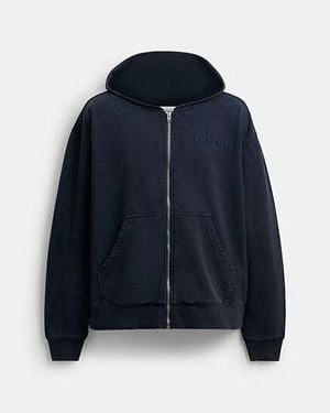 COACH Stückgefärbter Hoodie Mit Reißverschluss - Blau