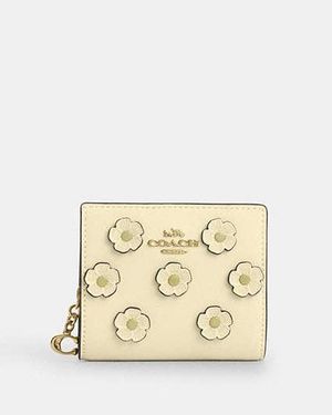 COACH Snap Wallet With Floral Applique - Black